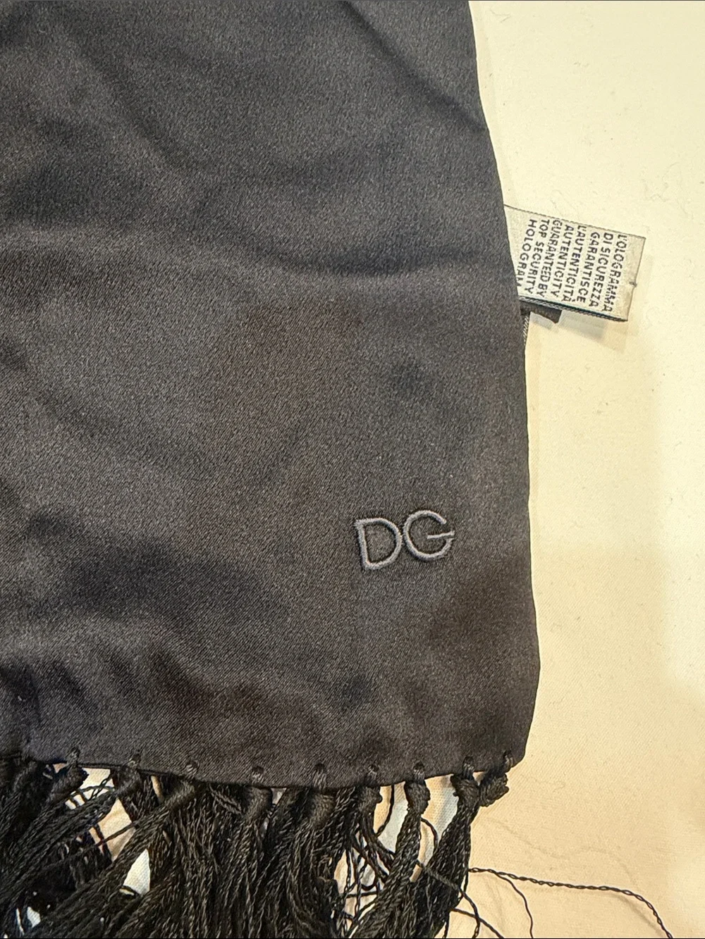 Dolce & Gabbana Black Silk Fringe Scarf made in Italy